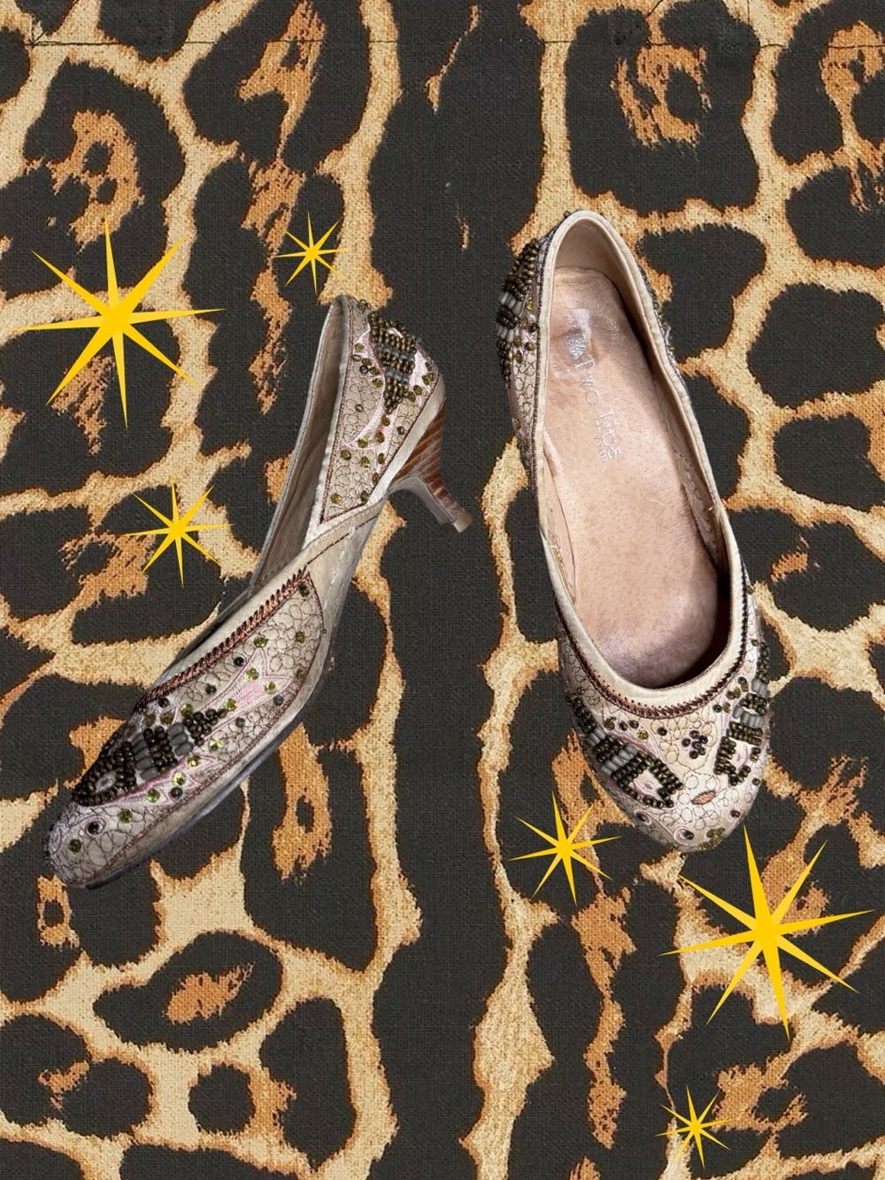 TWO LIPS | Embellished Beaded Ballet Kitten Heel | Women’s Size 6.5